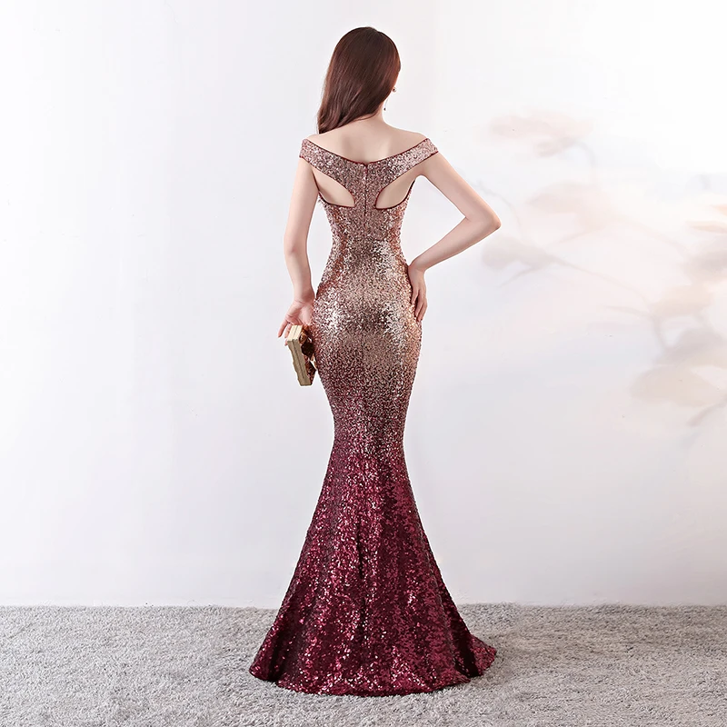 Off The Shoulder Evening Dress Party Dresses Gowns Sequin Formal Evening Gown Vestidos De Noche Largos Talla Grande Abendkleid