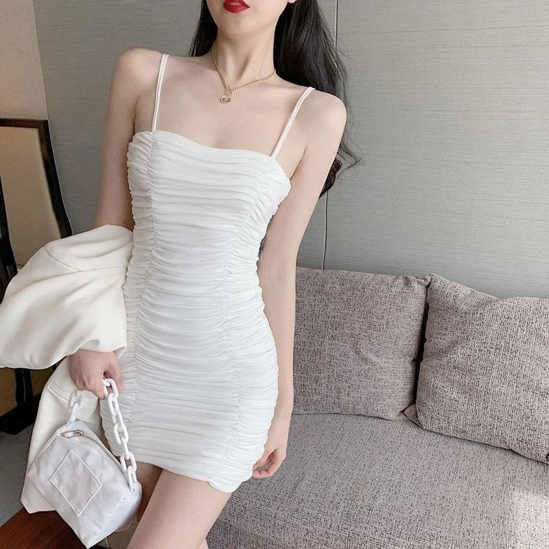 

Suspender Fall Dress Elegant 2021 New Female Summer Autumn Fresh Fashion Design Sweet Wrinkle Hip Wrap Skirt Clothes Women