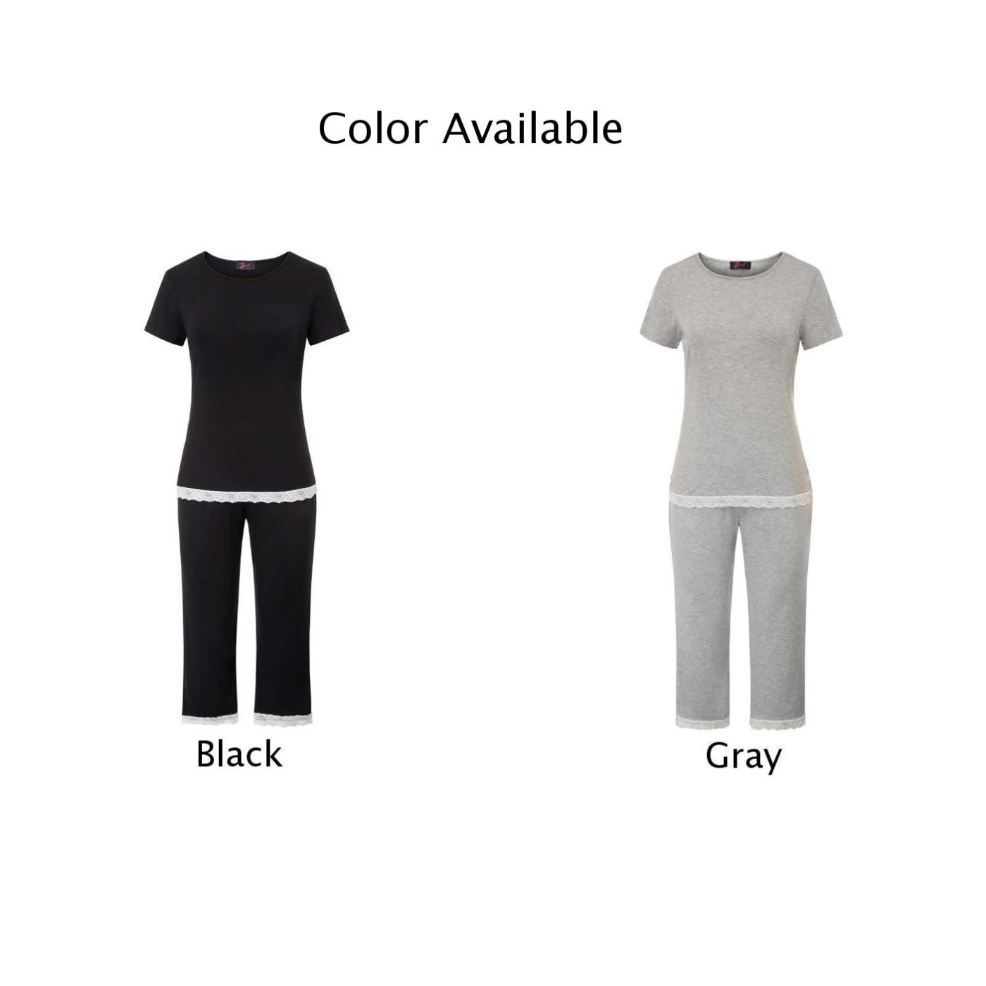 Women's 2pcs Set Comfy Modal Sleepwear Short Sleeve Tops+Cropped Pants summer comfortable stretch nightwear ladies Pajama sets