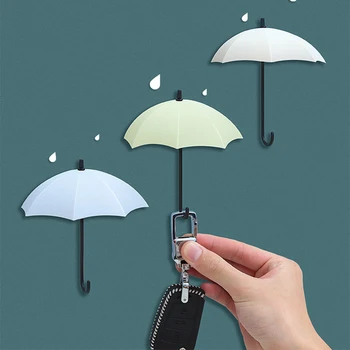 

3Pcs/set Creative Umbrella Shape Wall Hook Colorful Key Holder Hanger Holder Wall Hook Kitchen Organizer Bathroom Accessories