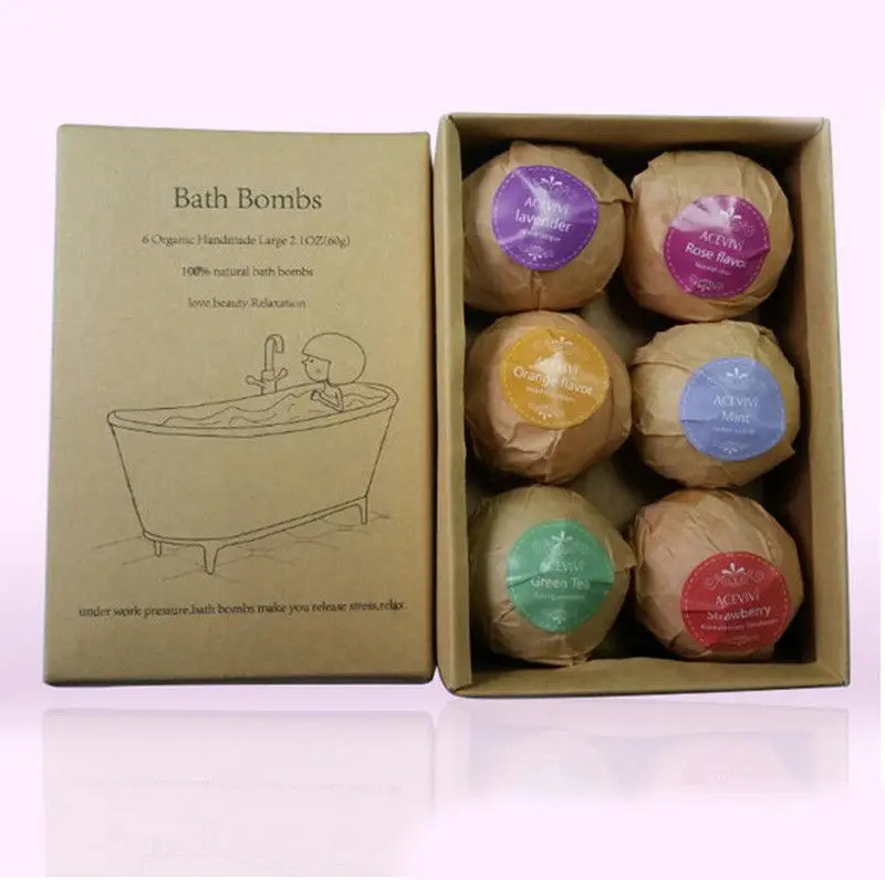 6Pcs Aromatherapy Bubble Bath Bombs with Coconut Oil Gift Bath Fizzies, Dropshipping 4