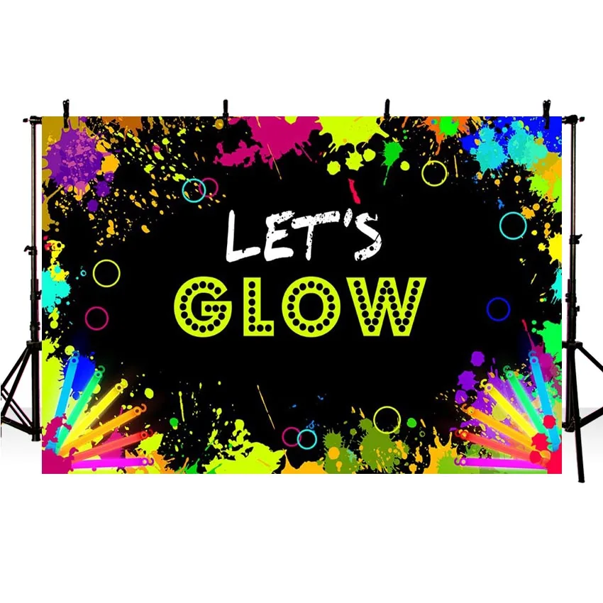 Фон для фотосъемки светящийся неоновый фон Let's Glow spplatter светящийся баннер для украшения вечеринки фон для фотостудии