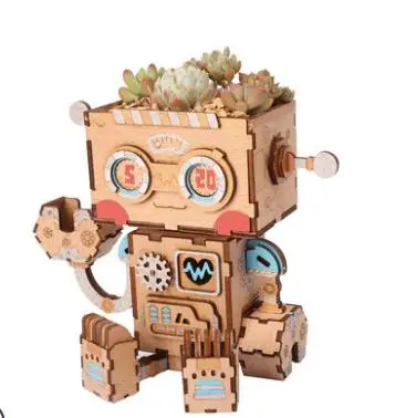 Multi meat flowerpot DIY handmade birthday gift wooden assembly figure model toy Aibo 1
