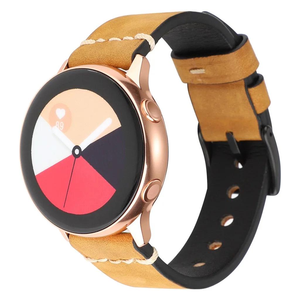 Кожаный ремешок Quick Release 20 мм ремешок подходит к Samsung Galaxy Watch Active Smart watch долговечные аксессуары#813