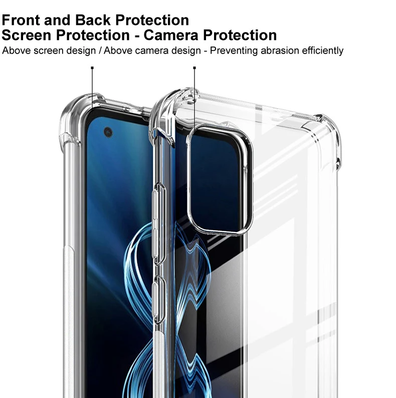 Cover Per Asus Zenfone 9 – 2 Pezzi Silicone Morbido Trasparente, Antiurto E Antigraffio, TPU Ultrasottile Con Supporto Ricarica Wireless