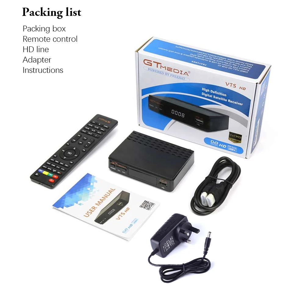 GTMEDIA V7S Freesat HD DVB S2 спутниковый ТВ приемник тюнер 1080p H.264 Поддержка Европы PowerVu DRE &