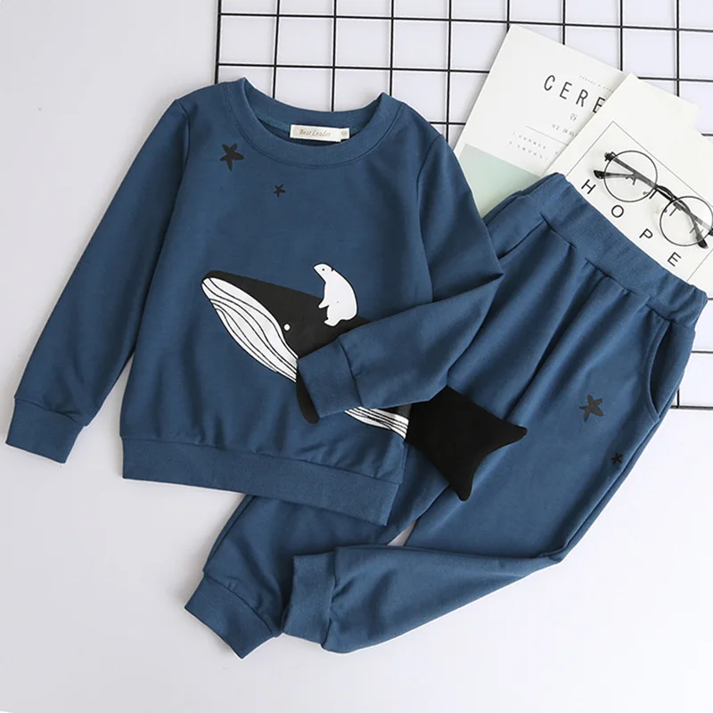 az1774 blue Осенний костюм из 2 предметов с изображением лебедя и мыши; повседневные комплекты одежды для малышей с изображением павлина; свитер с рисунком Afdrukken+ Повседневный хлопковый комплект из 2 предметов - Цвет: az1774 blue