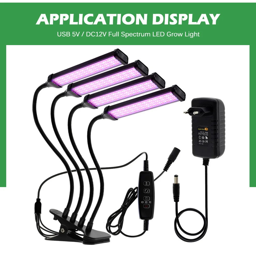 40W 60W 80W LED Grow Light Full Spectrum USB Phyto Lamp With 3 Modes Timing Function For Indoor Flowers Plants Growth Lighting