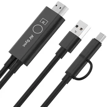 

3 in 1 Type-C Micro USB to HDMI HDTV Adapter Cable w/Bluetooth Connection Type C Micro USB HDMI Adapter for Projector Monitor PC