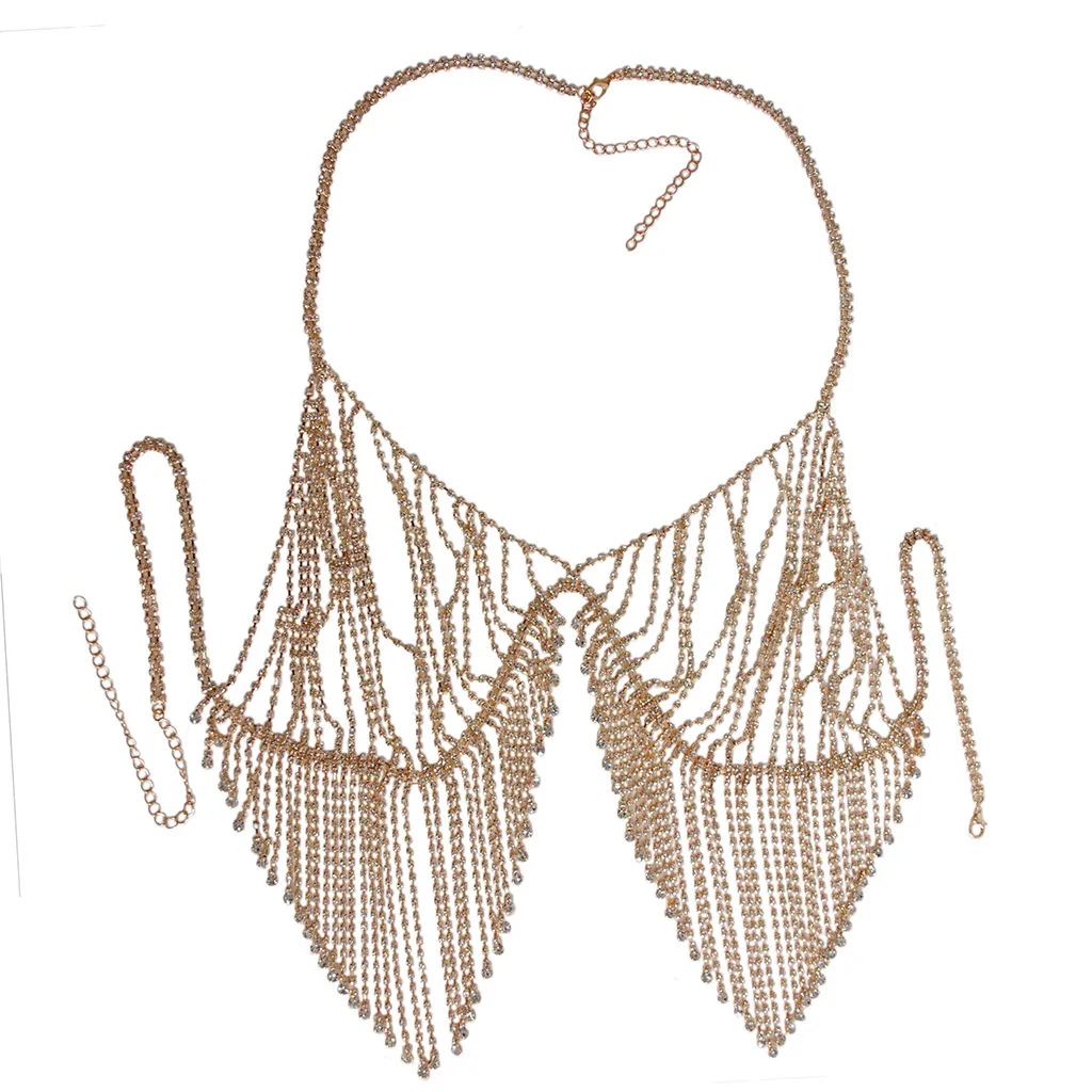 Verano playa moda strass sujetador cadena пикантные arnés бикини sujetadores borla; сезон осень cadena mujer joyería señora Cadena de diamantes de