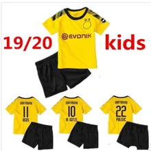 Коллекция 19/20 года, футболка для футбола «Дортмунд»,, Детские майки «Филипп готзе Реус», «пулисик Витсель», 19, 20, Детский комплект, футбольная рубашка+ носки