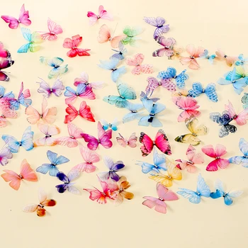 

3PCS 3D Double Layers Chiffon Fabric Tulle Butterflies Garden Decoration Craft Wedding Decor Dress Butterfly Hair Clips