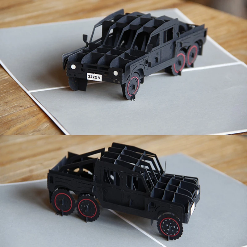 3D всплывающие джип автомобиль поздравительные открытки Рождественская открытка-приглашение на день рождения E65B