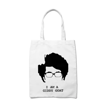 

Women's Canvas Shopping Bag for Woman Shoulder Bags Soft Large Handbag Casual I AM A GIDDY GOAT Letter Print Tote Bag