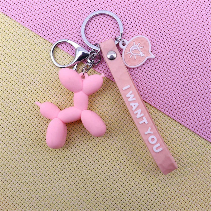 Letter-Pink Мультфильм воздушный шар собака брелок красочные мягкие резиновые ПВХ милые брелки с собаками для женщин брелок автомобильный брелок для ключей сумка Подвеска ювелирные изделия - Цвет: Letter-Pink