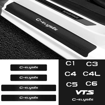 

4Pcs 3D Carbon Fiber Car Door Threshold Sticker Waterproof Decal Decor For Citroens C1 C3 C4 C5 C6 C4L VTS C-elysee Car Styling