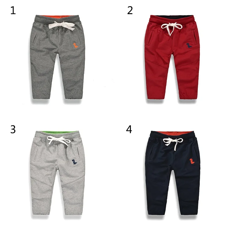 Осенние однотонные хлопковые длинные штаны с принтом для маленьких мальчиков; брюки; повседневная одежда для малышей