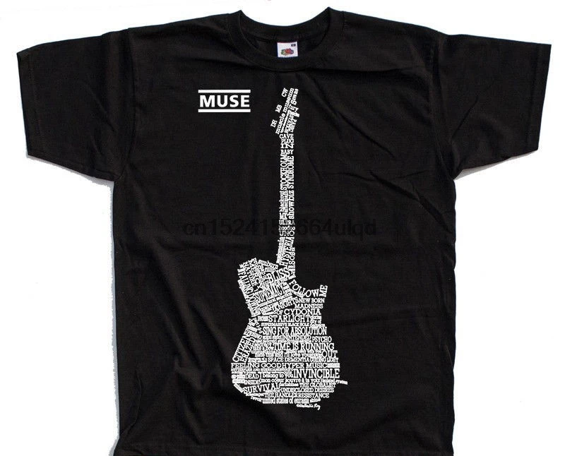 Muse V2 Matthew Bellamy Guitar Logo Все Тайтсы Футболка (черная) S 5xl Новинка 2019 Модные мужские