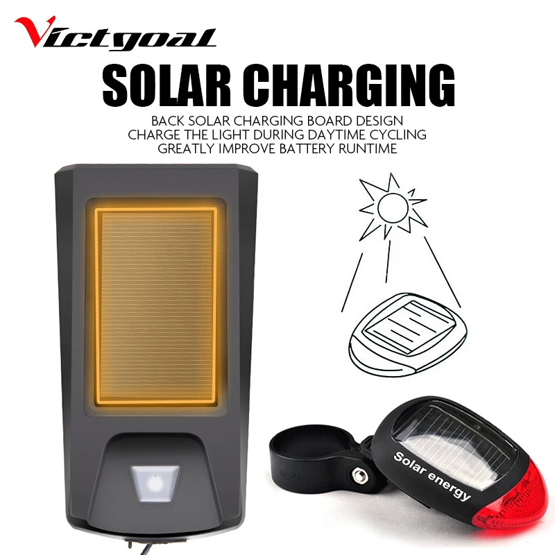 VICTGOAL USB Солнечная перезаряжаемая велосипедная фара фонарик для велосипедных фар