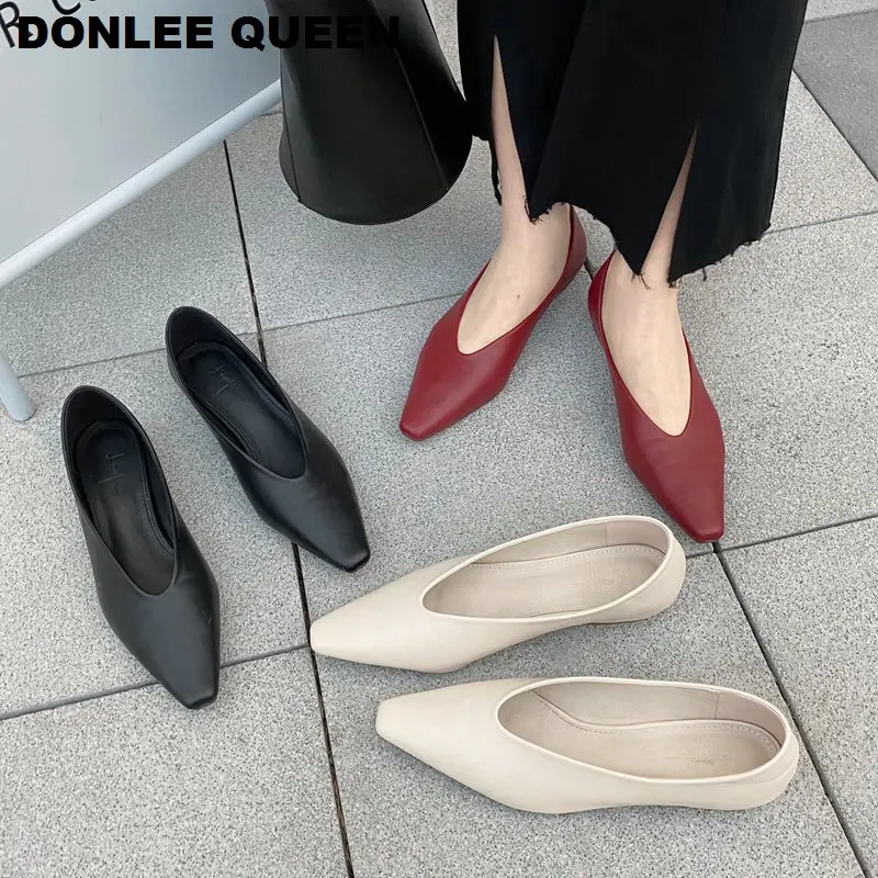 2020 новые весенние туфли на плоской подошве Балетки женские модные Брендовые