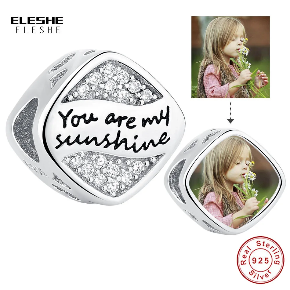 Шармы-бусины из серебра 925 пробы с геометрическим кристаллом You are my sunshine |