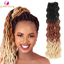 

Goddess Faux Locs Synthetic Crochet Braids Hair Soft Curly Wave Dreadlocs Ombre 18Inch Pre Looped Braiding Hair Extensions