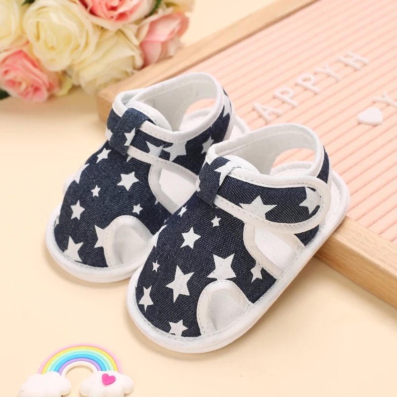 2021 NEW 0-18Months Kids Newborn Baby Boys Fashion Summer Soft Crib Shoes First Walker Anti Slip Sandals Shoes Soft Sole