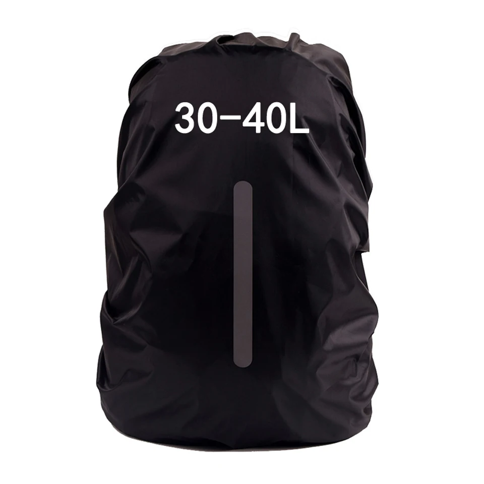 30-70L светоотражающий открытый рюкзак с защитой от дождя ночной Спорт Кемпинг Туризм Водонепроницаемый Велоспорт мешок Предупреждение дождевик Чехол - Цвет: Black 30-40L