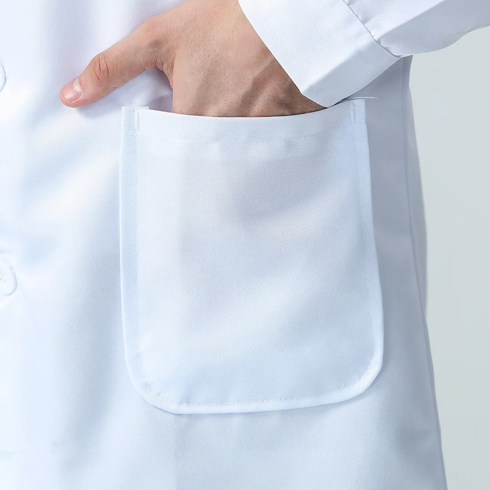 Белый лабораторный халат с длинными рукавами медицинская Униформа Мужская Куртка поварская Кейтеринг отель кухонная Униформа Ресторан Одежда для шеф-поваров M-4XL