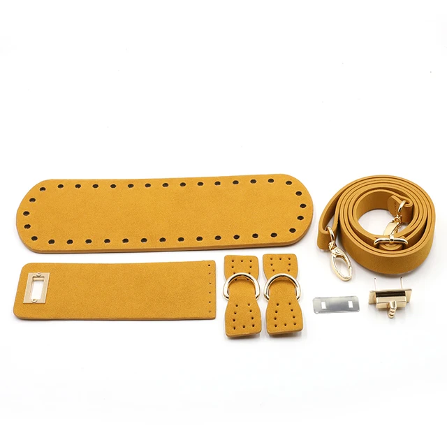 Suede Leather Bag Strap Handmade Handbag Woven Set High Quality Bag Bottoms With Hardware Accessories for DIY Shoulder Handbag B Brown