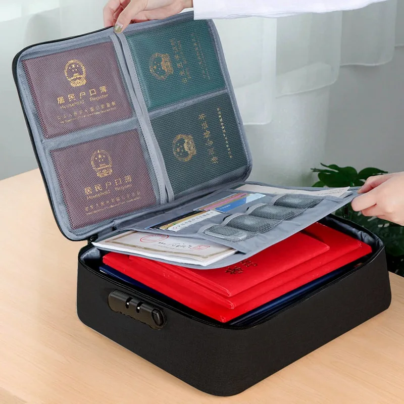 Black multy layers New Document Bags Large Capacity Files Organizer Travel Bags Cosmetic Box Waterproof Digital Bags Document Organizer - Цвет: Black multy layers