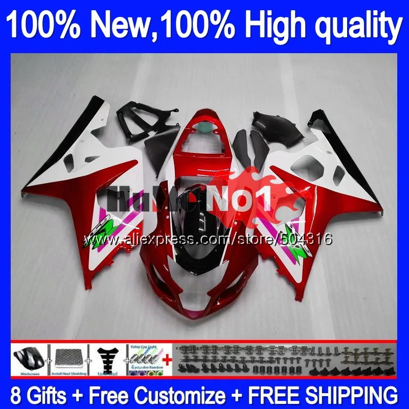 Корпус для SUZUKI GSXR600 GSX R600 K4 GSX-R600 2004 2005 красный, белый 15MC. 121 GSXR-750 GSXR 750 600 CC 04 05 GSXR750 04 05 обтекатель