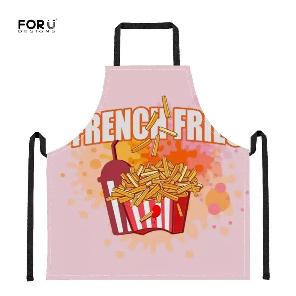 YY1709R FORUDESIGNS Pizza Printed Kitchen Aprons for Woman Oil-proof Chef Pinafore BBQ Party Cooking Baking Apron Home Cleaning Tools - Color: YY1709R