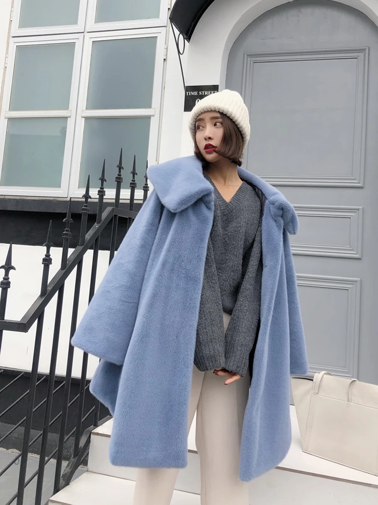 #*Cheap Winter Coat Women 2019 New Thicken Mink Fur Coat Women Long Turn down Collar Loose Luxury High Quality Faux Fur Coat