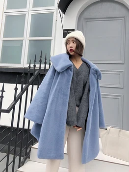 

Winter Coat Women 2019 New Thicken Mink Fur Coat Women Long Turn-down Collar Loose Luxury High Quality Faux Fur Coat