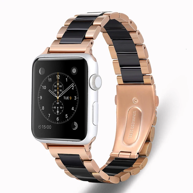 Ремешок из нержавеющей стали и керамики для Apple watch band 44 мм 40 42 38 браслет iwatch 6/5/4/SE/3/2