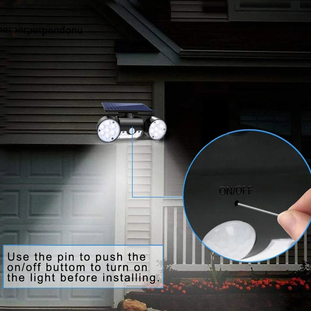 Solar Light Outdoor Motion Sensor Solar Wall Light with Dual Head Spotlights 30 LED Waterproof LB88