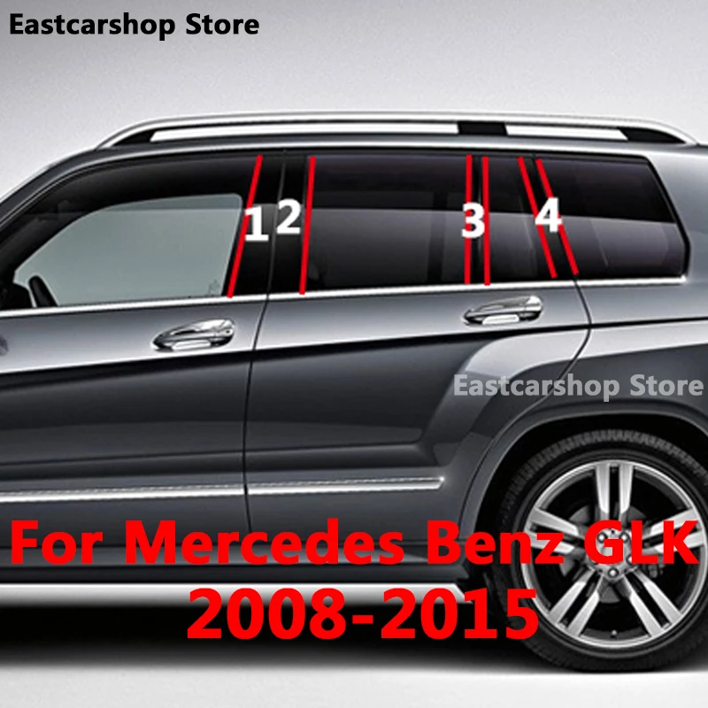 

For Mercedes BENZ GLK 2008-2015 Car Middle Window B C Center Pillar Sticker PC Decorative Central Frame Strip Cover Accessories