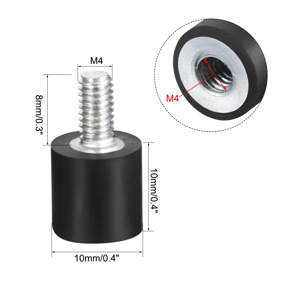 uxcell M3 Thread Male Female Rubber Mounts,Vibration Isolators,Shock Absorber 8mm x 8mm 2pcs 