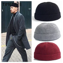 Ретро Круглые зимние шапочки мужские однотонные вязаные теплые береты шапки хип-хоп Шерстяная Шапка-бини повседневные уличные шапки Элегантные вязаные шапочки gorro