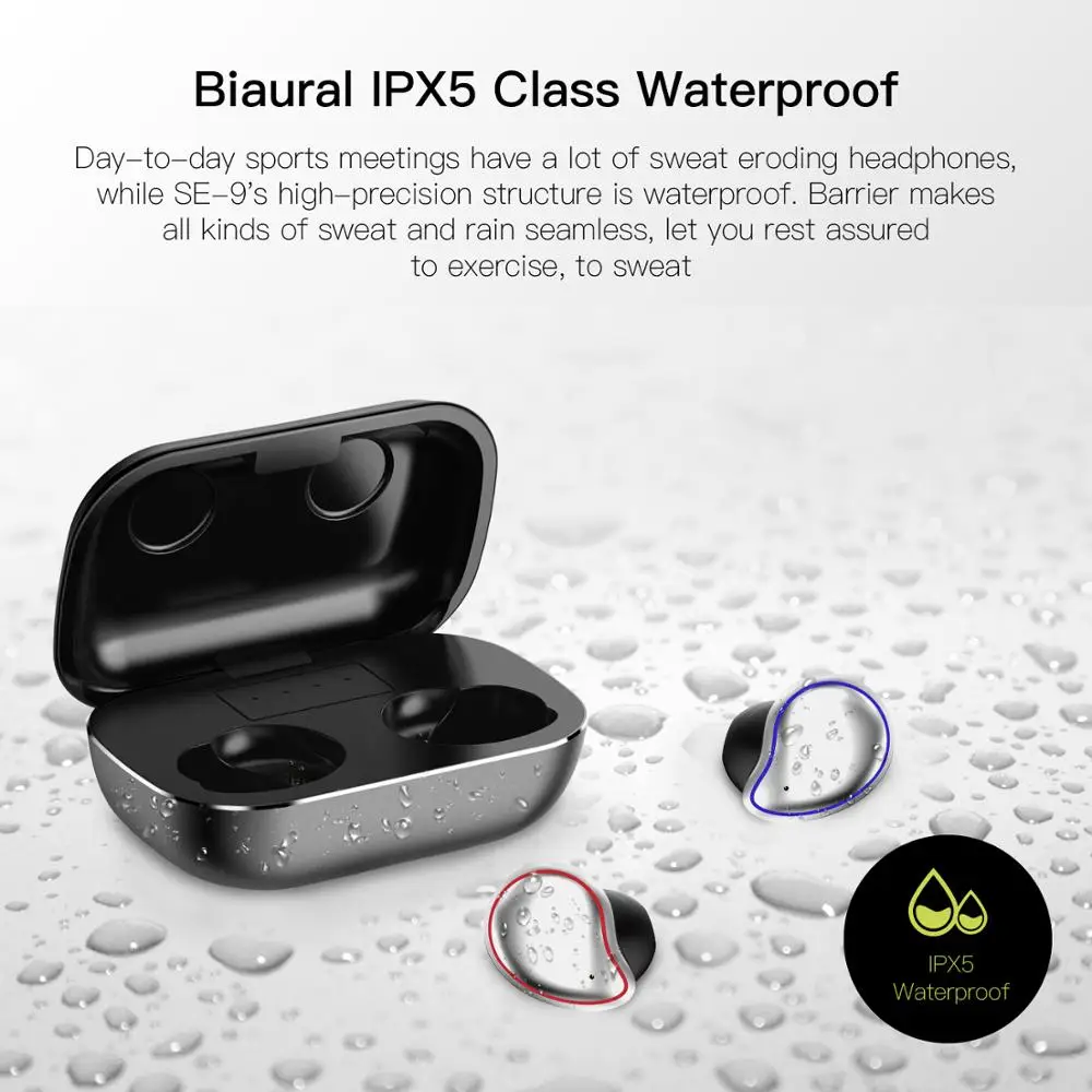 FELYBY Wireless Bluetooth 5.0 Earphones Smart Fingerprint Touch Stereo Call Headset