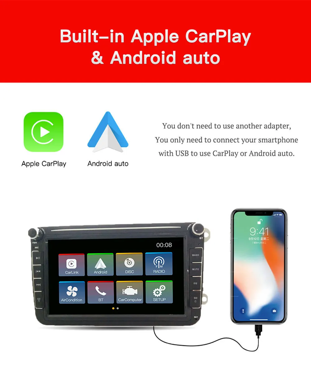 " Встроенный Автомобильный мультимедийный навигационный плеер CarPlay для VW SAGITAR/MAGOTAN/PASSAT/POLO/GOLF/BORA