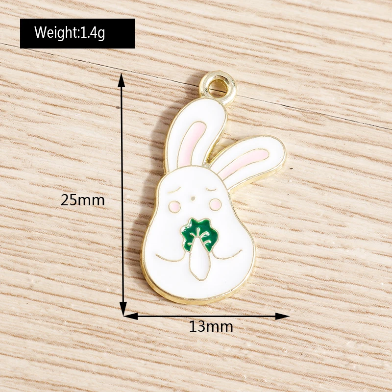 10 stücke Cartoon Emaille Tier Kaninchen Charms für Schmuck Machen Obst Erdbeere Karotte Charms Anhänger für DIY Halsketten Ohrringe – Detail 26