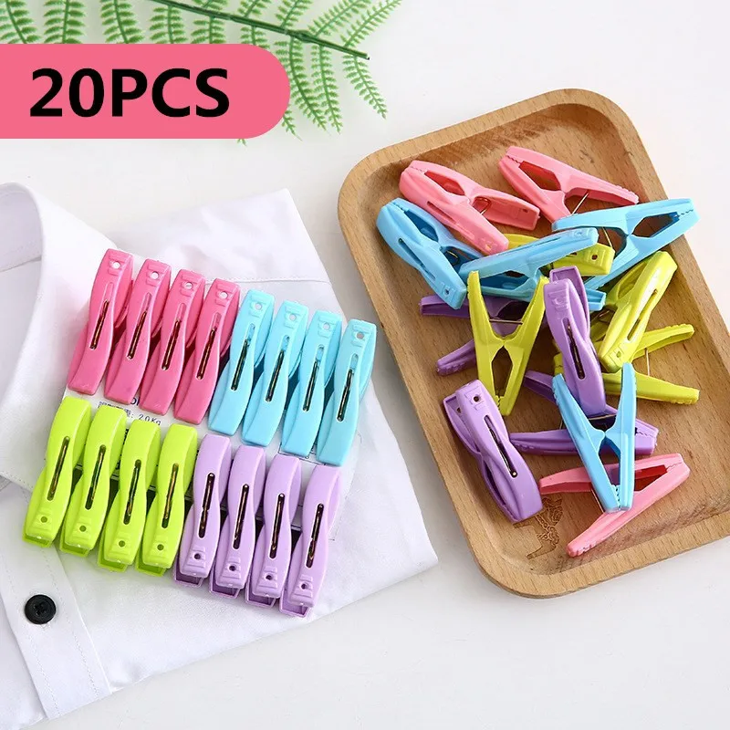 Plastic Laundry Clothes Pins Hanging Pegs Clips Household Food Clip Clothespins Socks Underwear Drying Rack Holder 20pcs Clothes Pegs