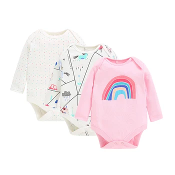 

2020 Newborn Unisex Clothes 100%Cotton Long Sleeve Baby Boy Clothing Cute Cartoon Baby Girl Fashion 3PCS/LOT Size 0-12M