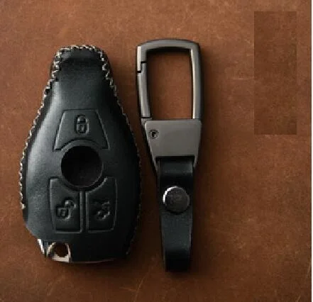 3button black 02 Натуральная кожа чехол ключа дистанционного управления автомобилем ключ чехол для Mercedes benz A, B, R G Class GLK GLA w204 W251 W463 W176 смарт-ключ - Название цвета: 3button black 02