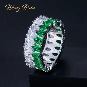 

Wong Rain 100% 925 Sterling Silver Created Moissanite Emerald Sapphire Gemstone Wedding Engagement Ring Fine Jewelry Wholesale