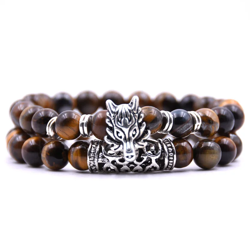 Animal Dragon Head Bracelet Jewelry Stone Elastic Bracelets set Men Women Pulseira Feminina Bileklik Mujer Bijoux Armband Yog