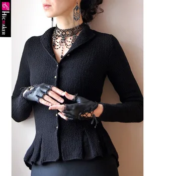 

Women Plus Size Button Down Long Sleeve Knitted Cardigan Chic Spring Fall Slim Fit Solid Elegant Top Crop Sweater