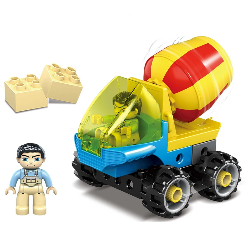 Original KAZI urban engineering assembling large particle building block excavator combination early childhood education toys